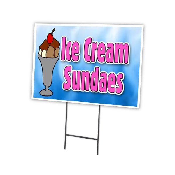 Signmission Ice Cream Sundaes Yard Sign & Stake outdoor plastic coroplast window, C-1216-DS-Ice Cream Sundaes C-1216-DS-Ice Cream Sundaes - main